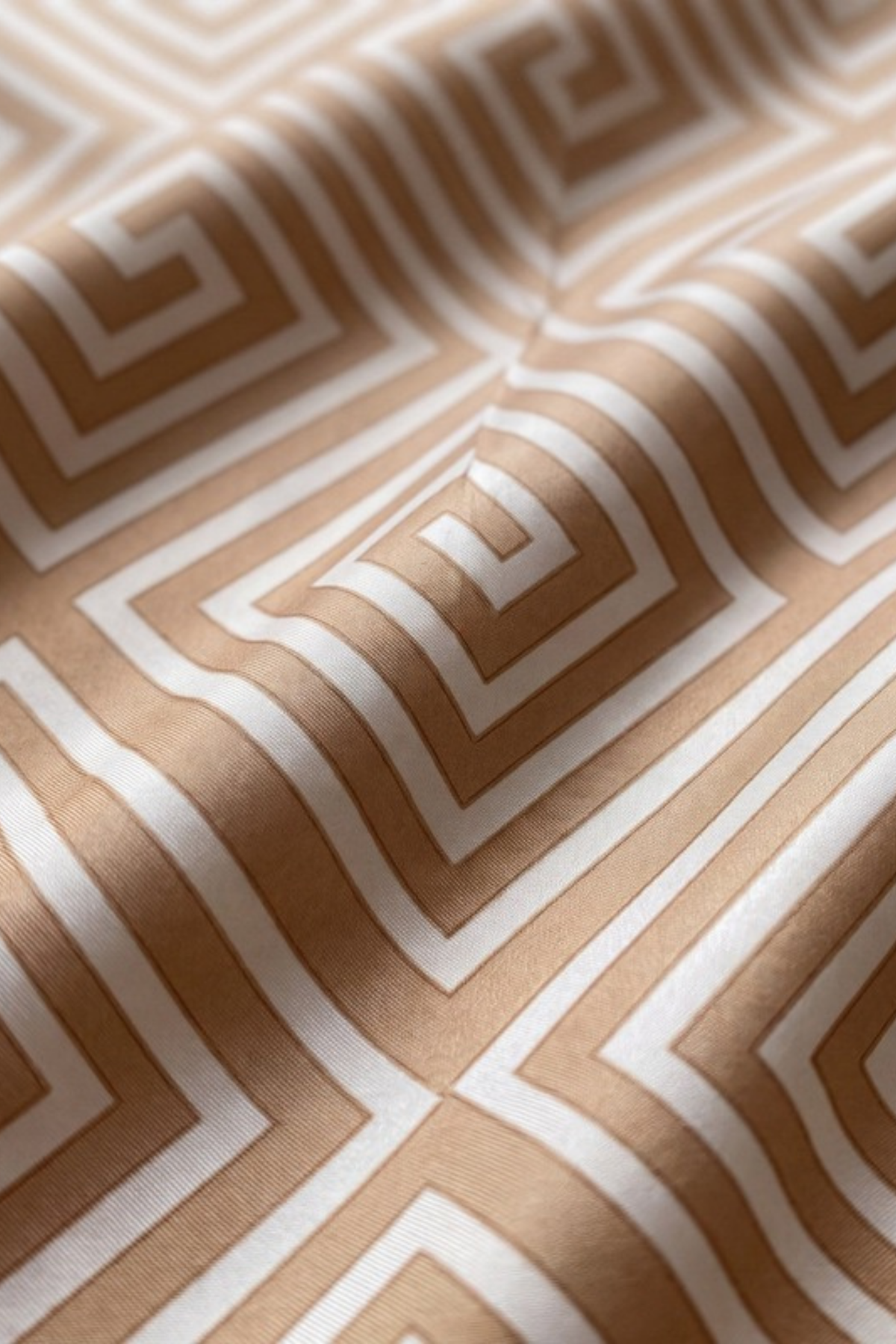 Close-up of the printed silk on the Gatz Benedicta scarf, showing the weave and print detail