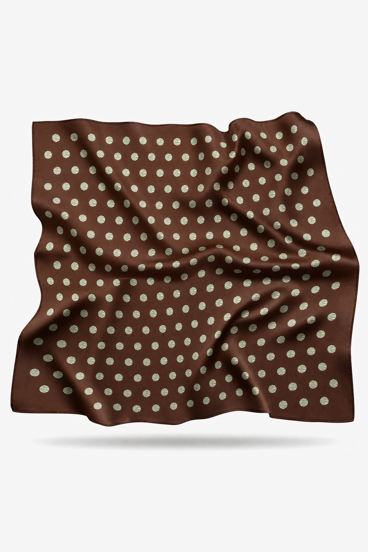 Joanne silk scarf with cream polka dots on deep chocolate - Gatz
