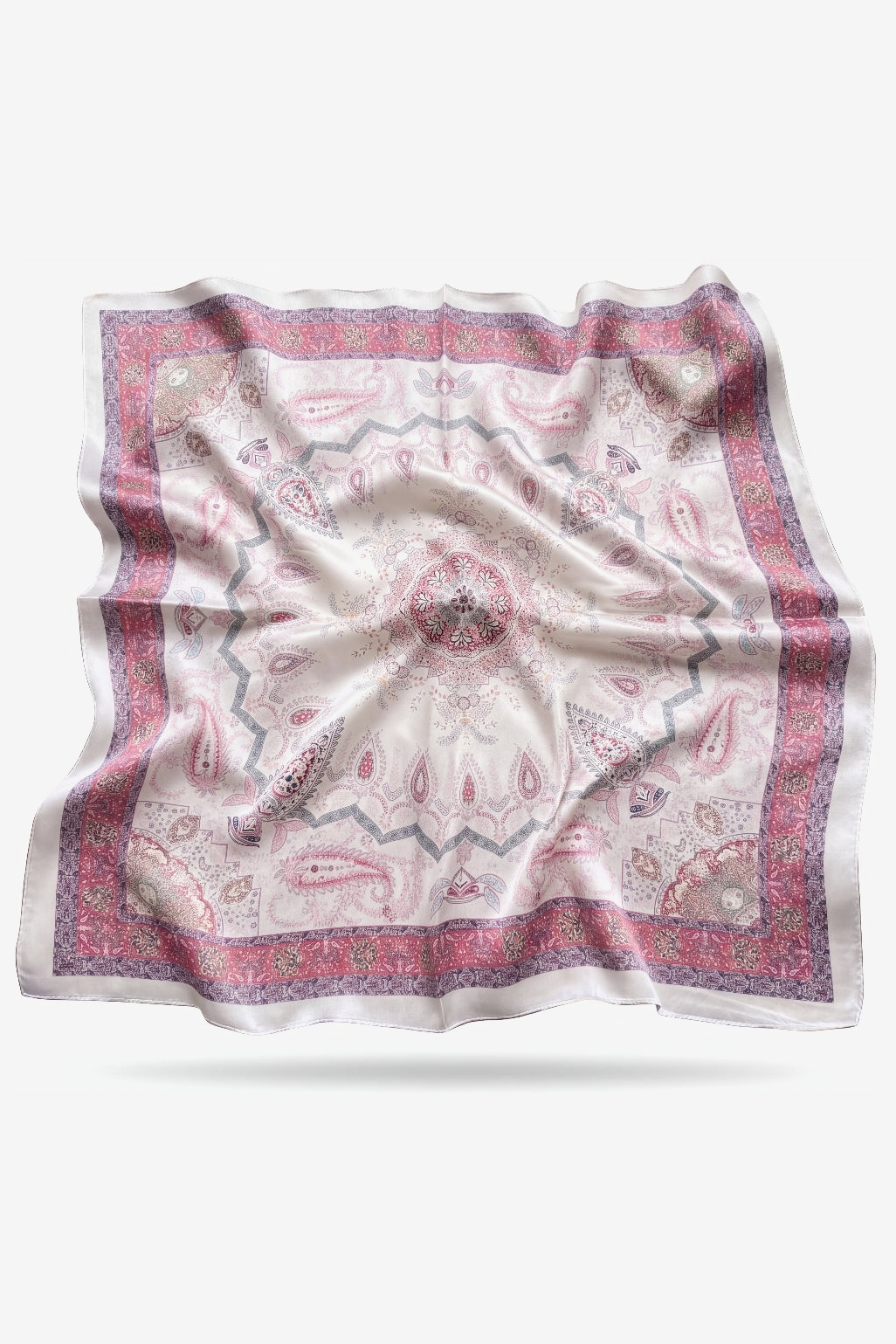 Sarah silk scarf with a rose-tinted Mughal and Ottoman mandala - Gatz