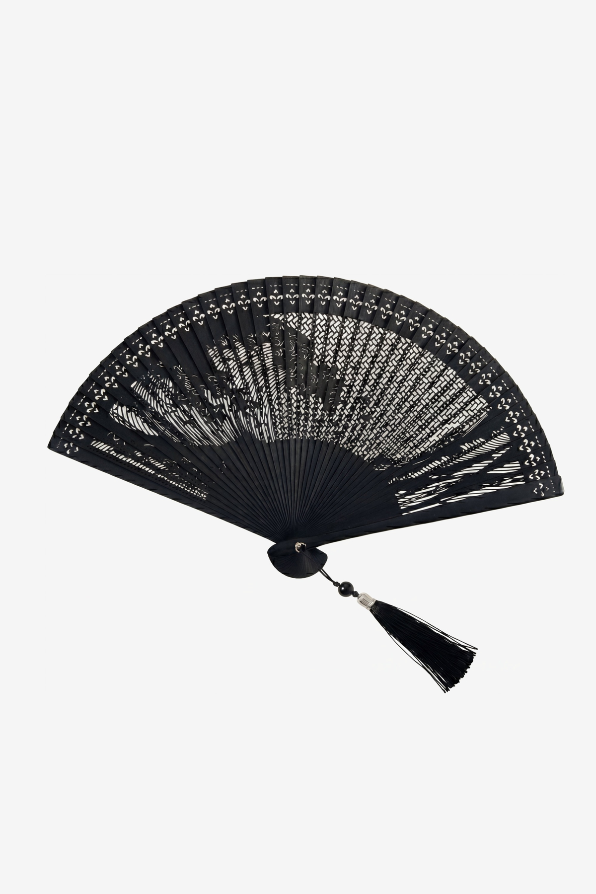 Petunia hand fan, velvet trumpet-bloom folding fan - Gatz