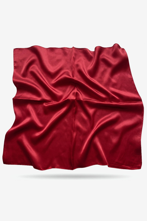 Akari silk scarf in setting-sun red, hand-rolled mulberry silk - Gatz