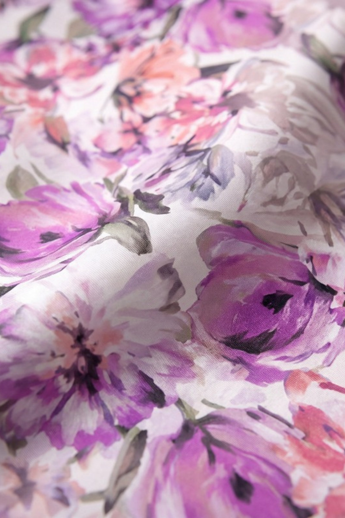 Close-up of the printed silk on the Gatz Laure scarf, showing the weave and print detail