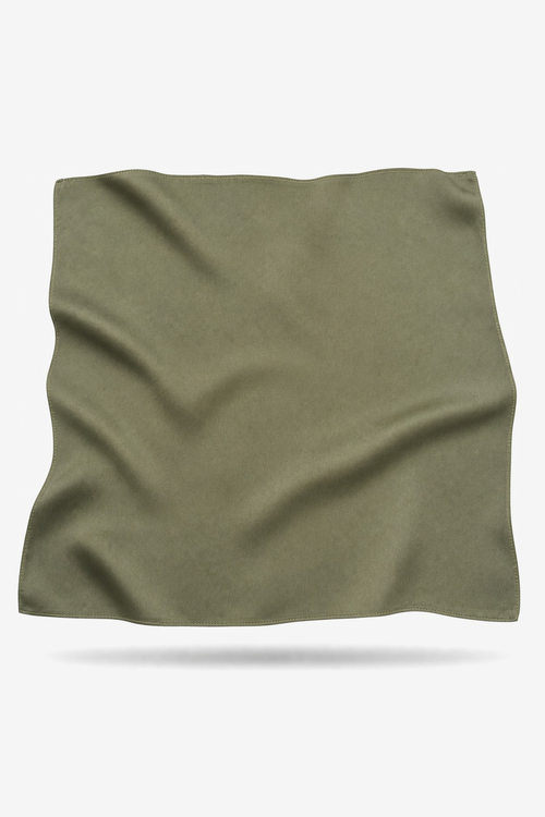 Carolina silk scarf in solid olive, hand-rolled mulberry silk - Gatz
