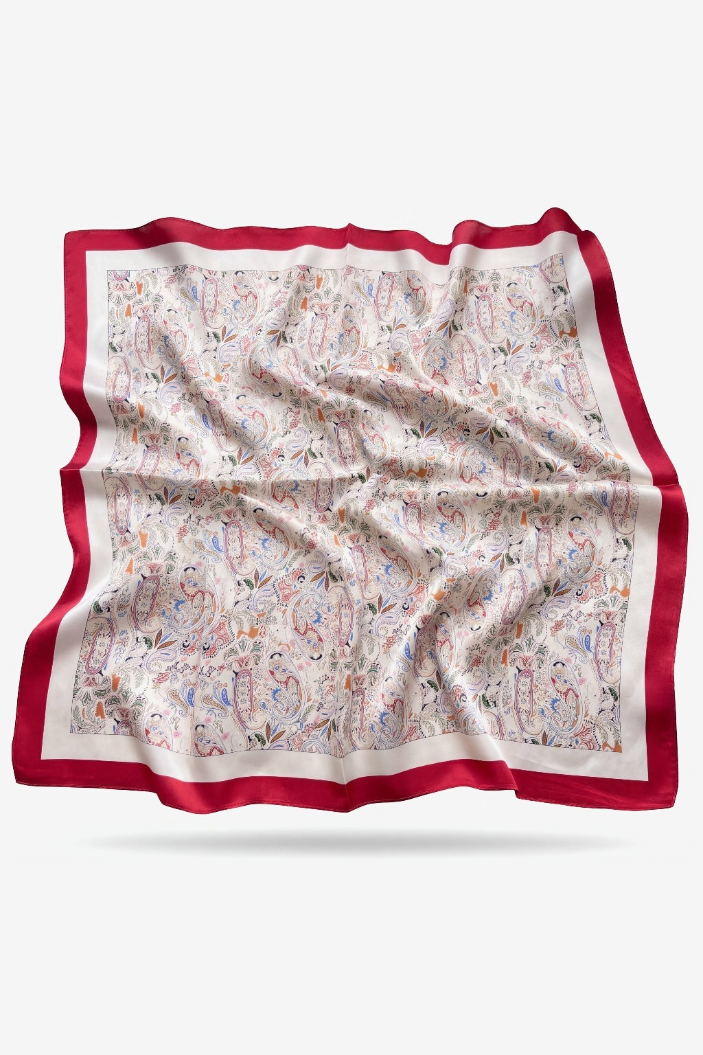Brigitte silk scarf with multicoloured paisley on ivory - Gatz