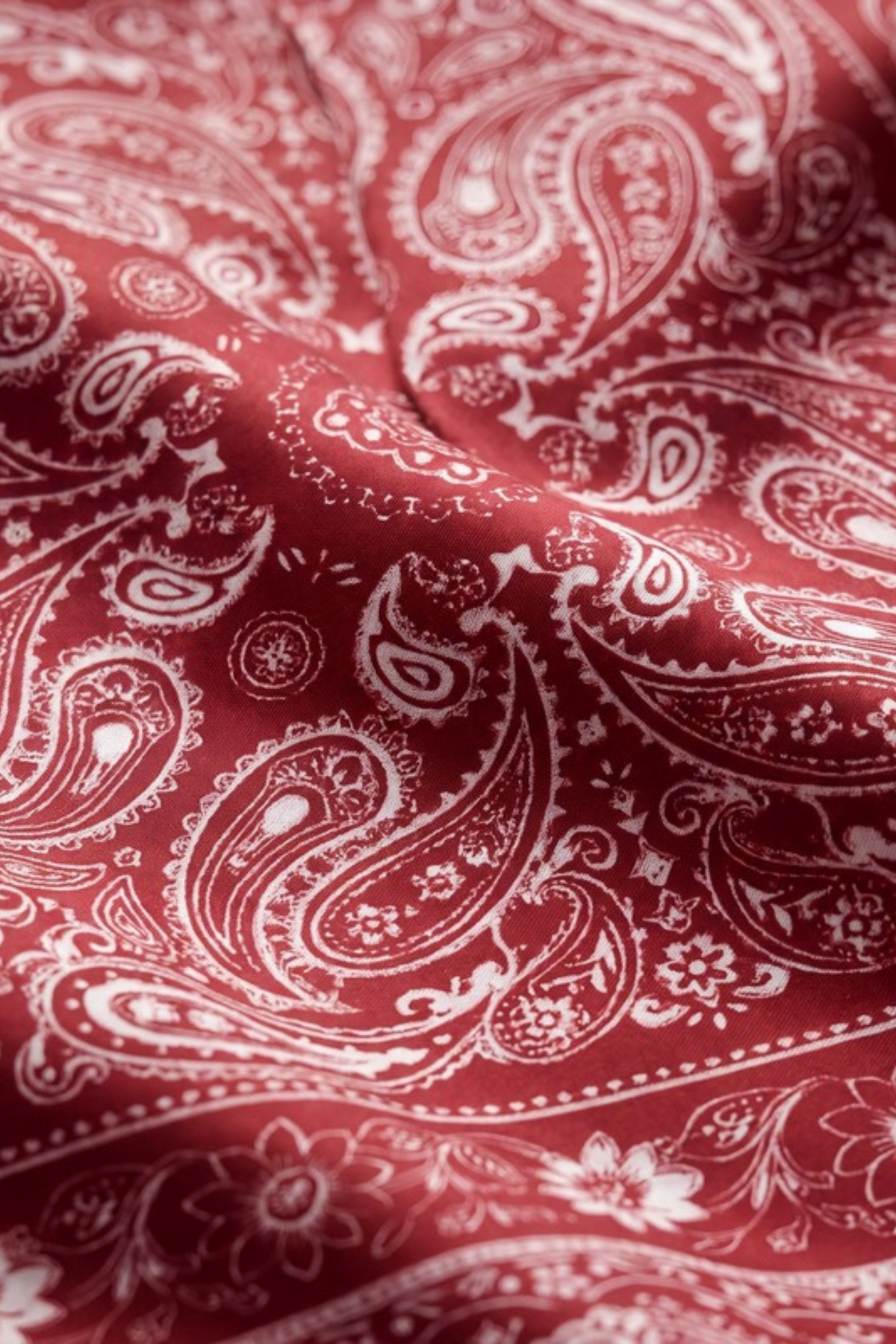 Close-up of the printed silk on the Gatz Odette scarf, showing the weave and print detail