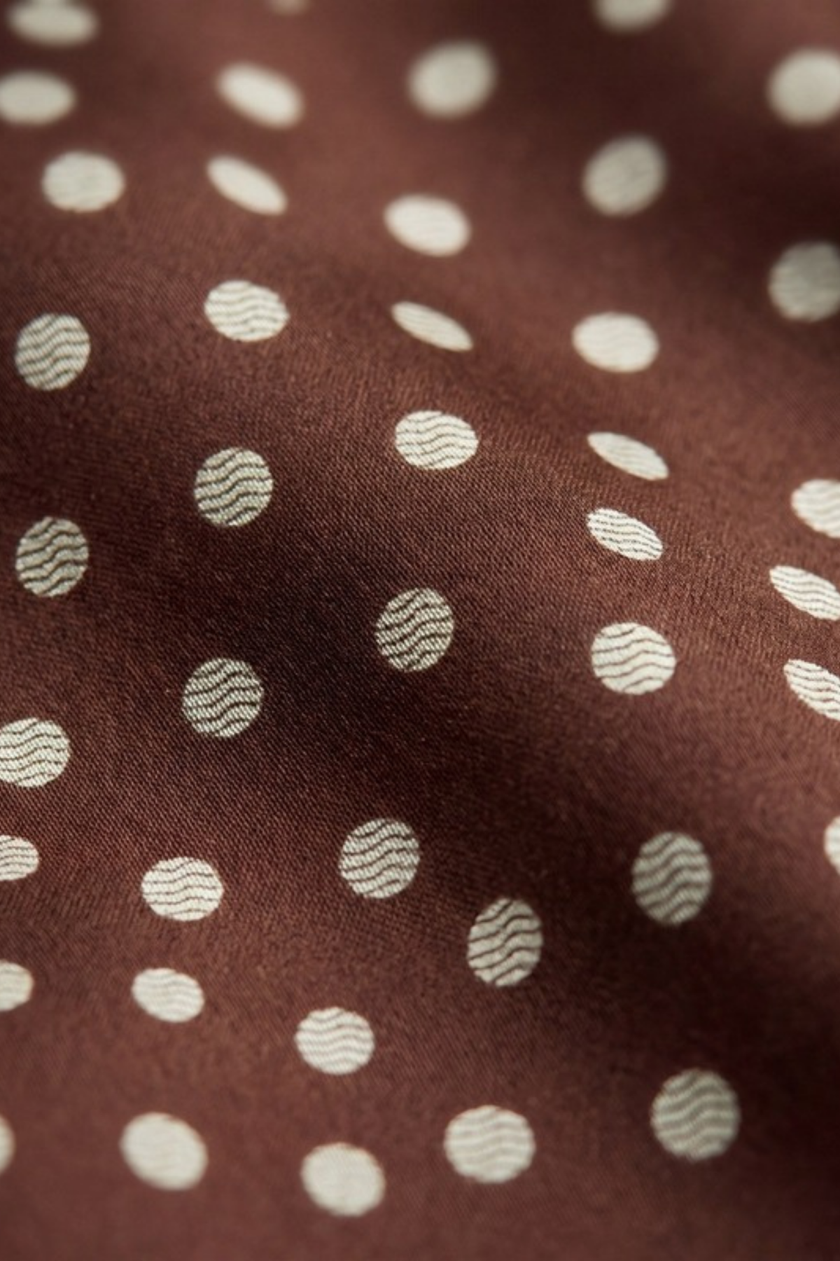 Close-up of the printed silk on the Gatz Joanne scarf, showing the weave and print detail