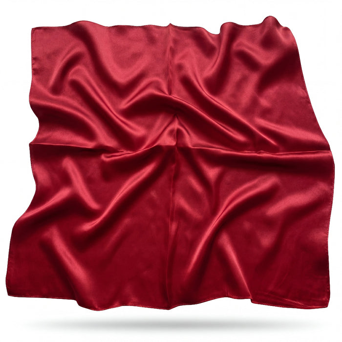 Akari silk scarf in setting-sun red, hand-rolled mulberry silk - Gatz