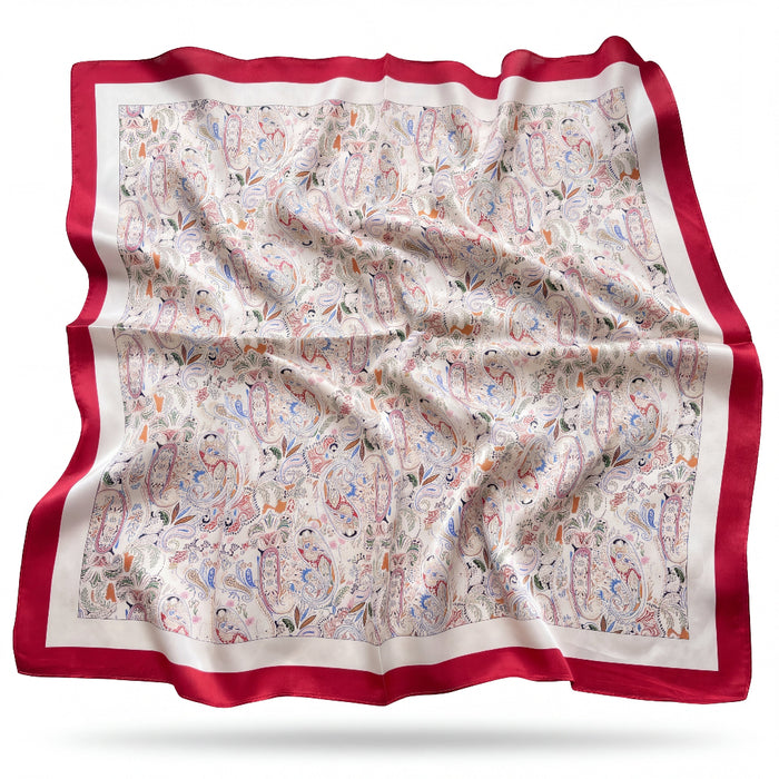 Brigitte silk scarf with multicoloured paisley on ivory - Gatz