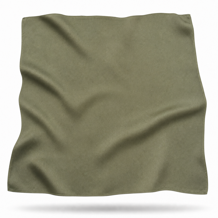 Carolina silk scarf in solid olive, hand-rolled mulberry silk - Gatz