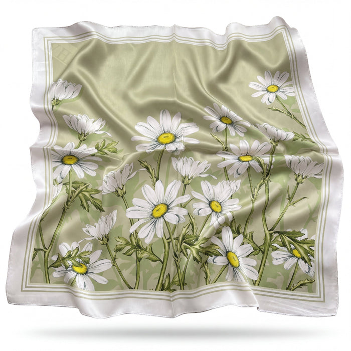 Daisy silk scarf with meadow marguerites - Gatz