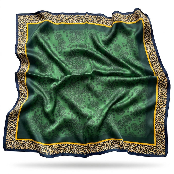 Daphne silk scarf with William Morris vines in emerald and obsidian - Gatz
