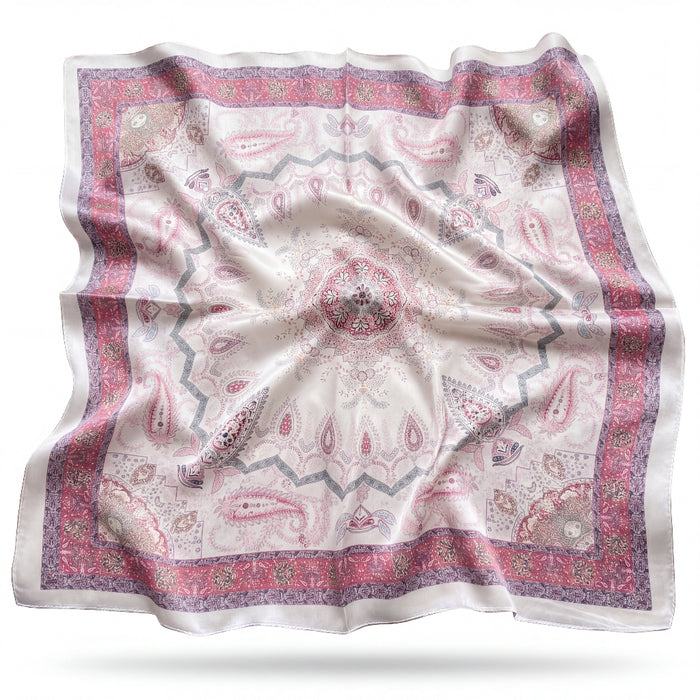 Sarah silk scarf with a rose-tinted Mughal and Ottoman mandala - Gatz